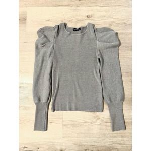 Vici Collection light gray ribbed puff sleeve sweater size medium
